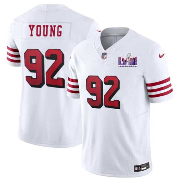 Men & Women & Youth San Francisco 49ers #92 Chase Young New White 2024 F.U.S.E. Super Bowl LVIII Patch Vapor Untouchable Limited Jersey
